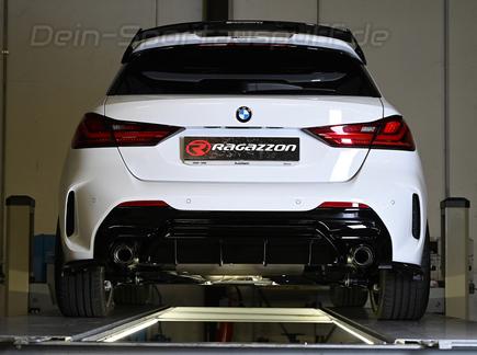 Ragazzon Edelstahl Duplex Endschalldämpfer-Ersatzrohr BMW 1er F40 128ti je 100mm rund scharfkantig abgeschrägt aus Carbon