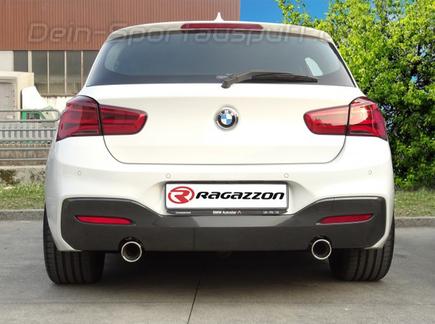 Ragazzon Edelstahl Duplex Racing-Komplettanlage inkl. Nachkat-Ersatzrohr BMW 1er F20 F21 125d für M140i-Heck je 90mm rund eingerollt gerade