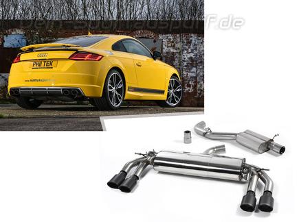 Milltek Edelstahl Duplex Sportauspuff-Komplettanlage ab OPF Audi TTS 8S ab Bj. 2020 je 2x oval eingerollt abgeschrägt in schwarz