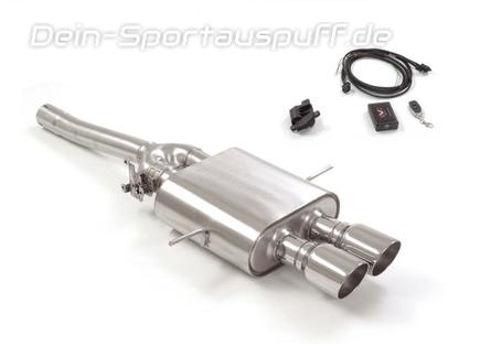 Ragazzon Edelstahl Mittig Sportauspuff mit Klappensteuerung Mini Cooper S inkl. JCW R58 R59 2x90mm rund eingerollt abgeschrägt
