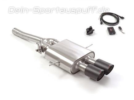 Ragazzon Edelstahl Mittig Sportauspuff mit Klappensteuerung Mini Cooper S inkl. JCW R58 R59 2x90mm rund scharfkantig abgeschrägt aus Carbon