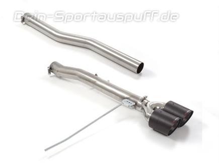 Ragazzon Edelstahl Mittig Endschalldämpfer-Ersatzrohr Mini Cooper JCW F56 F57 2x100mm rund scharf abgeschrägt aus Carbon (Mod. mit OPF)
