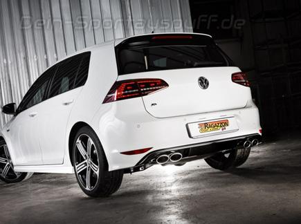 Ragazzon Edelstahl Duplex Sportauspuff mit Klappensteuerung VW Golf 7 R je 2x108x70mm oval eingerollt abgeschrägt