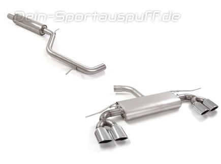 Ragazzon Edelstahl Komplettanlage ab Kat VW Golf 7 Facelift 1.5l TSI (Mod. ohne OPF) je 2x108x70mm oval eingerollt abgeschrägt