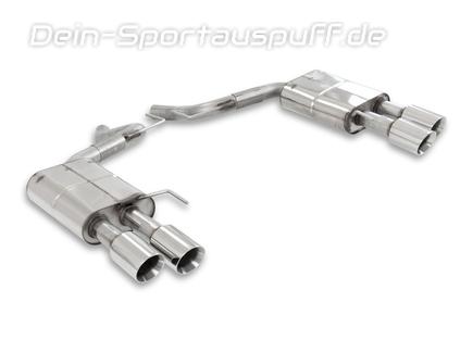 Fox Edelstahl Duplex Sportauspuff Ford Mustang 6 ab 2014 2.3l 3.7l V6 + 5.0l GT je 2x100mm rund doppelwandig abgeschrägt