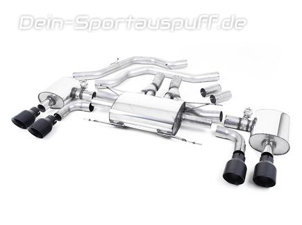 Milltek Edelstahl Duplex Sportauspuff-Komplettanlage ab Kat Alfa Romeo Giulia Typ 952 Quadrifoglio je 2x100mm rund doppelwandig abgeschrägt in schwarz