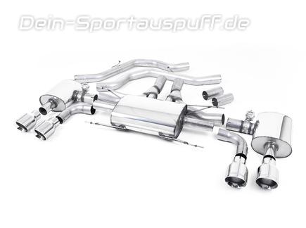Milltek Edelstahl Duplex Sportauspuff-Komplettanlage ab Kat Alfa Romeo Giulia Typ 952 Quadrifoglio je 2x100mm rund doppelwandig abgeschrägt