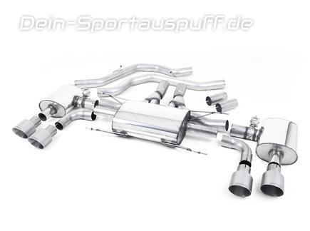 Milltek Edelstahl Duplex Sportauspuff-Komplettanlage ab Kat Alfa Romeo Giulia Typ 952 Quadrifoglio je 2x100mm rund doppelwandig abgeschrägt Titan matt
