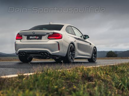 Milltek Edelstahl Duplex Sportauspuff-Komplettanlage ab OPF BMW M2 Competition F87 je 2x90mm rund doppelwandig abgeschrägt Titan matt