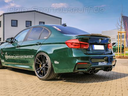 Milltek Edelstahl Duplex Sportauspuff-Komplettanlage ab Kat BMW M3 inkl. Competition F80 je 2x90mm rund eingerollt abgeschrägt aus Carbon