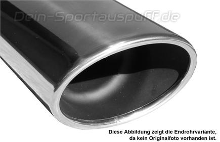 Fox Edelstahl Racing-Komplettanlage ab Kat Skoda Fabia 6Y Stufenheck Bj.2000-'07 140x90mm oval eingerollt abgeschrägt