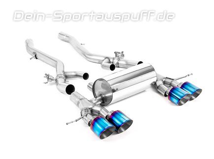 Milltek Edelstahl Duplex Sportauspuff-Komplettanlage ab OPF BMW M3 inkl. Competition G80 je 2x115mm rund doppelwandig abgeschrägt Titan burned