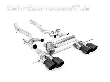 Milltek Edelstahl Duplex Sportauspuff-Komplettanlage ab OPF BMW M3 inkl. Competition G80 je 2x115mm rund doppelwandig abgeschrägt in schwarz