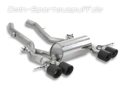 Milltek Edelstahl Duplex Sportauspuff-Komplettanlage ab OPF BMW M3 inkl. Competition G80 je 2x115mm rund eingerollt abgeschrägt aus Carbon