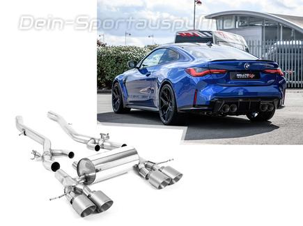 Milltek Edelstahl Duplex Sportauspuff-Komplettanlage ab OPF BMW M4 inkl. Competition G82 je 2x115mm rund doppelwandig abgeschrägt Titan matt