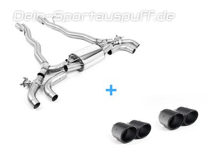 Milltek Edelstahl Duplex Sportauspuff-Komplettanlage ab OPF BMW M5 inkl. Competition F90 je 2x100mm rund eingerollt abgeschrägt aus Carbon