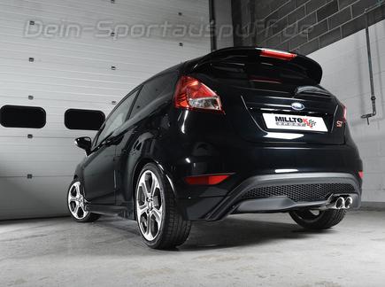 Milltek Edelstahl Sportauspuff-Komplettanlage ab Kat Ford Fiesta ST Mk7 2x80mm rund doppelwandig abgeschrägt