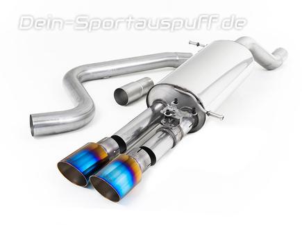 Milltek Edelstahl Sportauspuff-Komplettanlage ab OPF Ford Fiesta ST Mk8 (bis 09/2020) 2x90mm rund doppelwandig abgeschrägt Titan burned