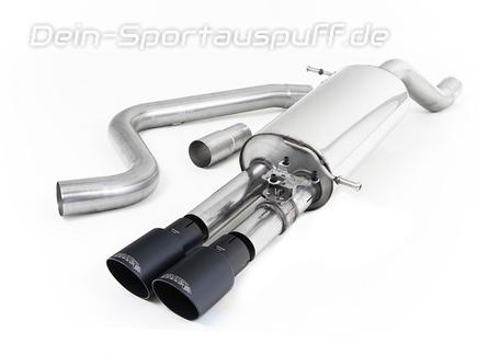 Milltek Edelstahl Sportauspuff-Komplettanlage ab OPF Ford Fiesta ST Mk8 (bis 09/2020) 2x90mm rund doppelwandig abgeschrägt in schwarz