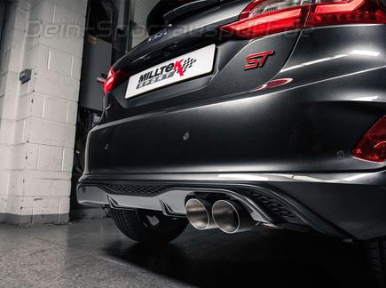 Milltek Edelstahl Sportauspuff-Komplettanlage ab OPF Ford Fiesta ST Mk8 (bis 09/2020) 2x90mm rund doppelwandig abgeschrägt Titan matt