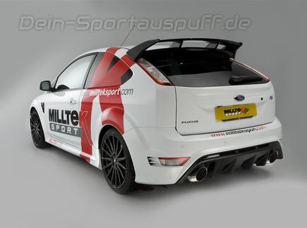 Milltek Edelstahl Duplex Sportauspuff-Komplettanlage ab Kat Ford Focus 2 RS je 1x DTM-Optik rund abgeschrägt