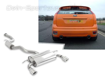 Milltek Edelstahl Duplex Sportauspuff-Komplettanlage ab Kat Ford Focus 2 ST je 100mm rund eingerollt abgeschrägt