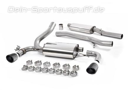 Milltek Edelstahl Duplex Sportauspuff-Komplettanlage ab Kat Ford Focus 3 RS je 115mm rund eingerollt abgeschrägt aus Carbon