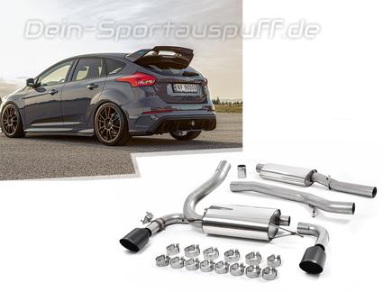 Milltek Edelstahl Duplex Sportauspuff-Komplettanlage ab Kat Ford Focus 3 RS je 115mm rund doppelwandig abgeschrägt in schwarz