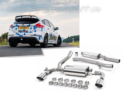 Milltek Edelstahl Duplex Sportauspuff-Komplettanlage ab Kat Ford Focus 3 RS je 115mm rund doppelwandig abgeschrägt