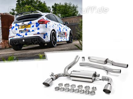 Milltek Edelstahl Duplex Sportauspuff-Komplettanlage ab Kat Ford Focus 3 RS je 115mm rund doppelwandig abgeschrägt Titan matt