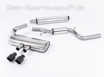 Milltek Edelstahl Sportauspuff-Komplettanlage ab Kat Ford Focus 3 ST 2x100mm rund doppelwandig abgeschrägt in schwarz