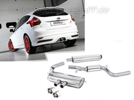 Milltek Edelstahl Sportauspuff-Komplettanlage ab Kat Ford Focus 3 ST 2x100mm rund doppelwandig abgeschrägt
