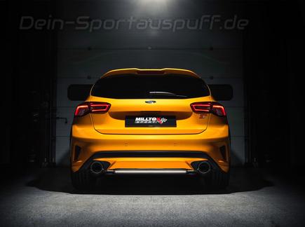Milltek Edelstahl Duplex Sportauspuff-Komplettanlage ab OPF Ford Focus 4 ST Turnier je 115mm rund doppelwandig abgeschrägt