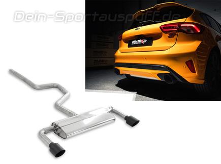 Milltek Edelstahl Duplex Sportauspuff-Komplettanlage ab OPF Ford Focus 4 ST Schrägheck je 115mm rund doppelwandig abgeschrägt in schwarz