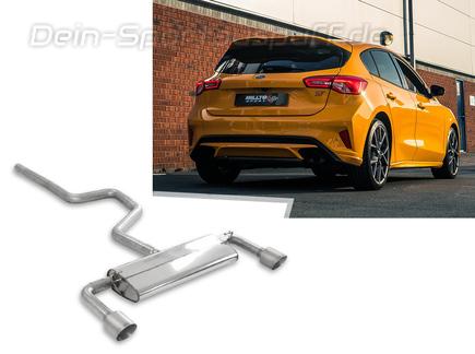 Milltek Edelstahl Duplex Sportauspuff-Komplettanlage ab OPF Ford Focus 4 ST Schrägheck je 115mm rund doppelwandig abgeschrägt Titan matt