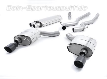 Milltek Edelstahl Duplex Sportauspuff-Komplettanlage ab Kat Ford Mustang 6 Coupe 2.3l Ecoboost je 100mm rund doppelwandig abgeschrägt in schwarz
