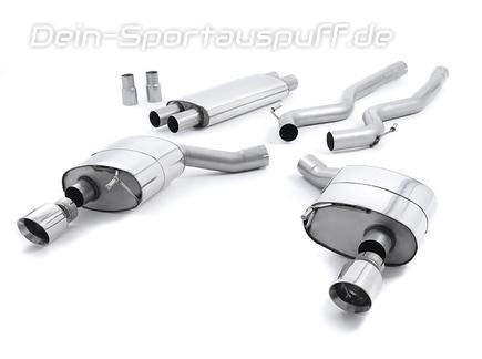 Milltek Edelstahl Duplex Sportauspuff-Komplettanlage ab Kat Ford Mustang 6 Coupe 5.0l GT je 100mm rund doppelwandig abgeschrägt