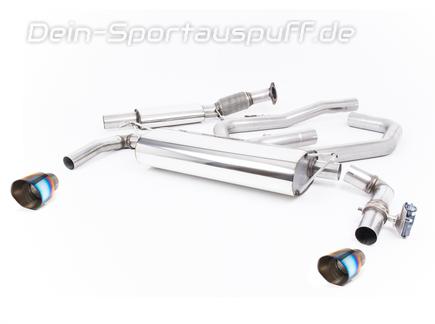 Milltek Edelstahl Duplex Sportauspuff-Komplettanlage ab Kat Hyundai i30 N Performance (Bj. 2017-2018) je 115mm rund doppelwandig abgeschrägt Titan burned
