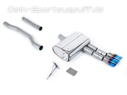 Milltek Edelstahl Sportauspuff-Komplettanlage ab OPF Mini F55 Cooper S 2x90mm rund doppelwandig abgeschrägt Titan burned