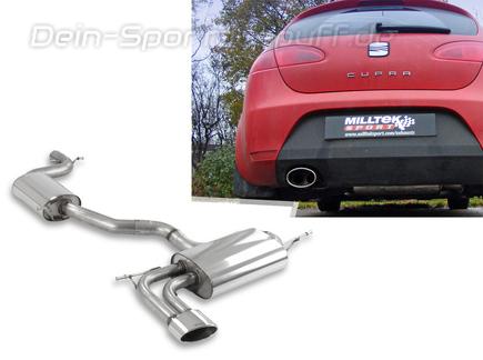 Milltek Edelstahl Sportauspuff-Komplettanlage ab Kat Seat Leon 1P inkl. Cupra oval eingerollt abgeschrägt