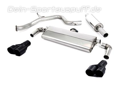 Milltek Edelstahl Duplex Sportauspuff-Komplettanlage ab OPF Seat Leon 5F 2.0l Cupra 290PS je 2x80mm rund doppelwandig abgeschrägt in schwarz