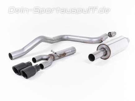 Milltek Edelstahl Sportauspuff-Komplettanlage ab Kat Seat Leon 5F FR 2.0l TDI 150PS inkl. SC 2x80mm rund doppelwandig abgeschrägt in schwarz