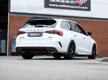 Milltek Edelstahl Ø80mm Duplex Sportauspuff-Komplettanlage ab OPF Skoda Octavia RS Typ NX für originalen Endrohrausgang