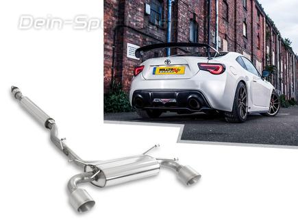Milltek Edelstahl Duplex Sportauspuff-Komplettanlage ab Kat Toyota GT86 je 115mm rund doppelwandig abgeschrägt Titan matt