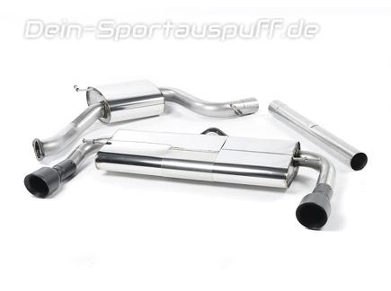 Milltek Edelstahl Duplex Sportauspuff-Komplettanlage ab Kat VW Golf 7 GTI VFL inkl. Performance + Clubsport je 100mm rund doppelwandig abgeschrägt in schwarz