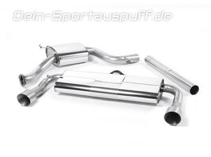 Milltek Edelstahl Duplex Sportauspuff-Komplettanlage ab Kat VW Golf 7 GTI VFL inkl. Performance + Clubsport je 100mm rund doppelwandig abgeschrägt Titan matt