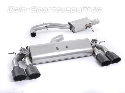 Milltek Edelstahl Duplex Sportauspuff-Komplettanlage ab Kat VW Golf 7 R VFL je 2x118x83mm oval eingerollt abgeschrägt in schwarz