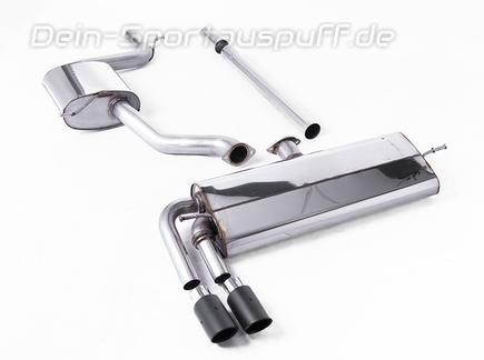 Milltek Edelstahl Sportauspuff-Komplettanlage ab Kat VW Golf 7 1.5l TSI 2x80mm rund eingerollt abgeschrägt aus Carbon