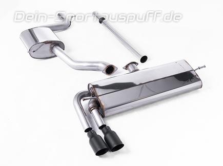 Milltek Edelstahl Sportauspuff-Komplettanlage ab Kat VW Golf 7 1.5l TSI 2x80mm rund doppelwandig abgeschrägt in schwarz