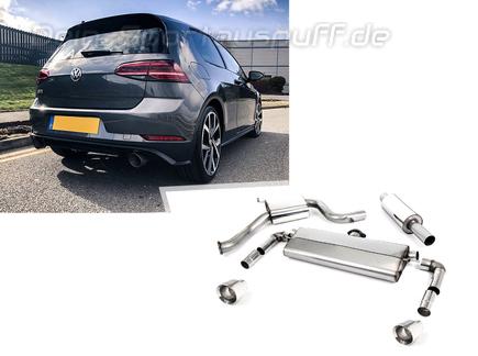 Milltek Edelstahl Duplex Sportauspuff-Komplettanlage ab Kat VW Golf 7 GTI Facelift 245PS je 100mm rund doppelwandig abgeschrägt